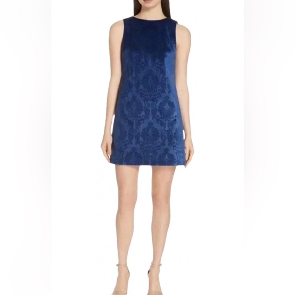 Alice & Olivia Blue Velvet Mini Dress